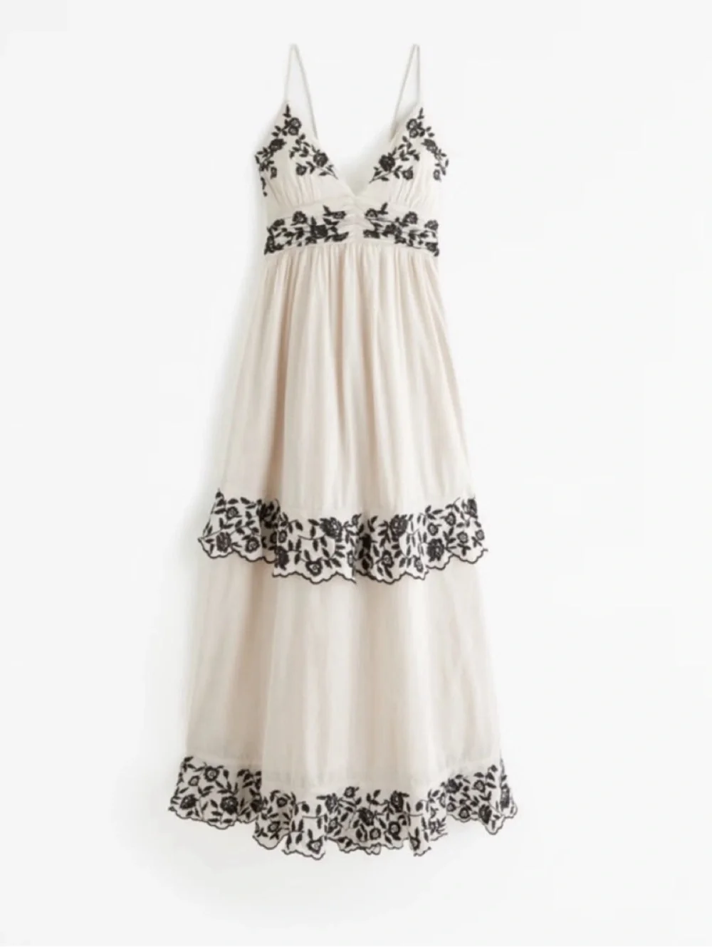 Abercrombie & Fitch Cream tiered Ruffle Maxi Dress- size MEDIUM - Picture 3 of 10
